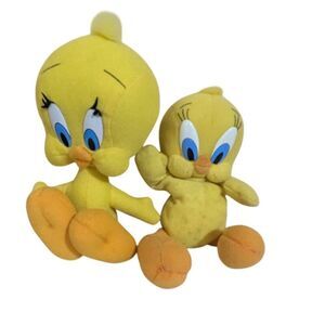 Vintage Tweety Bird Plush Toy Pair Applause & Play By Play 10" & 8"